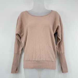 Athleta‎ Sweater Women's S Mauve 100% Cashmere Key Hole Old Money Raw Hem